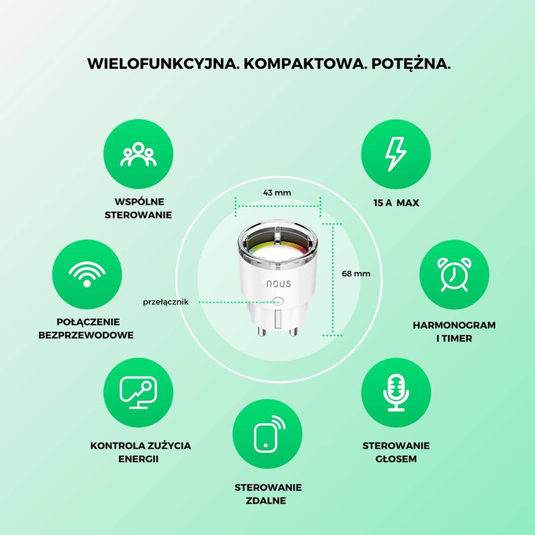 Inteligentne Gniazdka Wifi Smart NOUS A1 4 sztuki Zdalne Sterowanie Energią