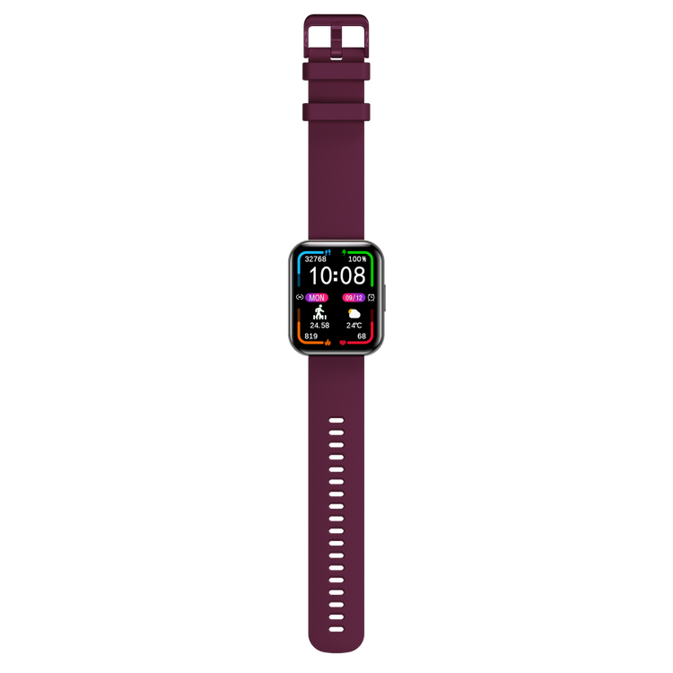 Bemi SmartWatch Exo Czarny + Pasek Silikonowy Czerwony / Czerwone Wino