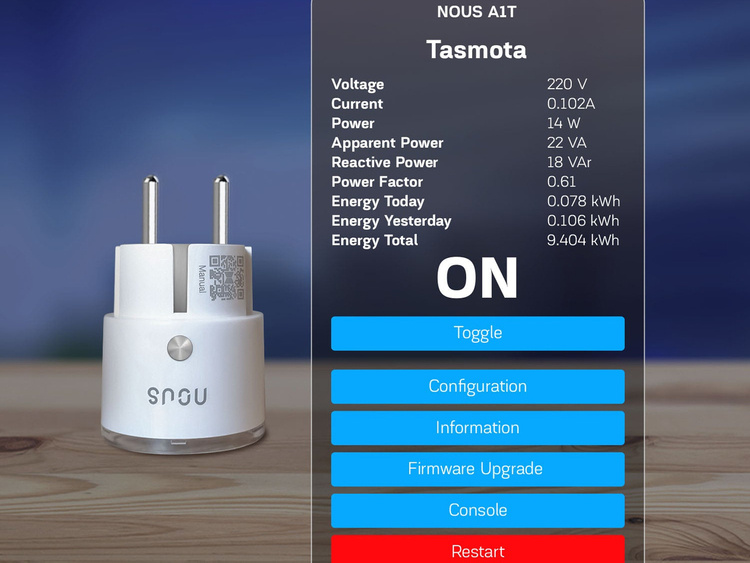 NOUS A1T (Tasmota) 1sz Smart Wifi Socket Inteligentne gniazdko 1 szt.