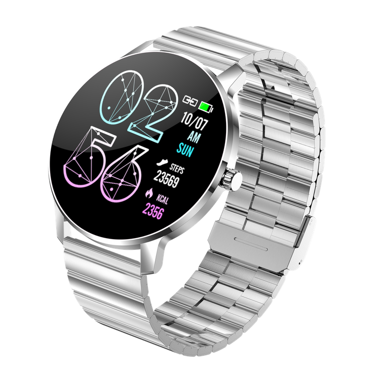 Smartwatch Bemi ARI Srebrny Dwa Paski Chrom/Czarny