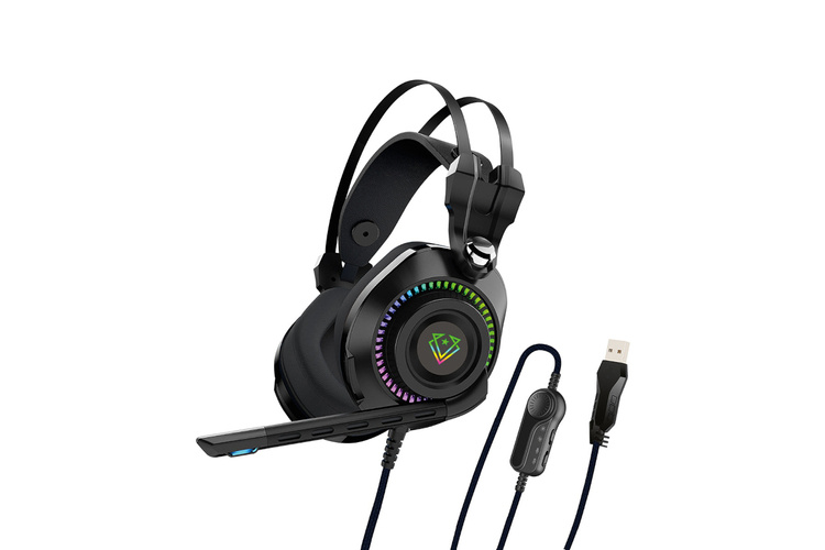 Vertux Słuchawki Audiophile 50mmWokółuszne Bogota Czarne  3,5mm RGB USB 105 dB