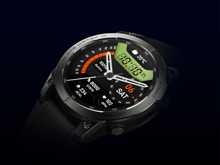 Zeblaze Smartwatch Stratos 3 Pro Ember Black GPS  w 1,43-calowy ekran AMOLED Ultra HD