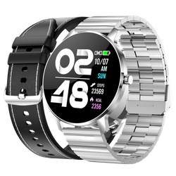 Smartwatch Bemi ARI Srebrny Dwa Paski Chrom/Czarny